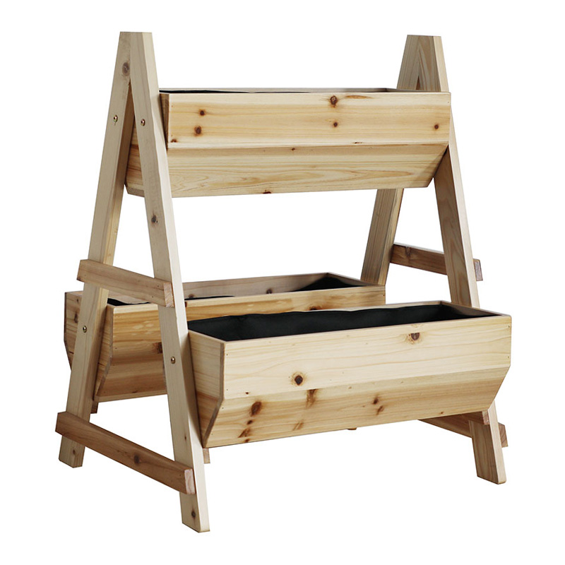 Záhradná posteľ Drevený kvetináč v tvare A s netkanou textíliou na záhradu Záhradná posteľ Drevený kvetináč v tvare A s netkanou textíliou na záhradu