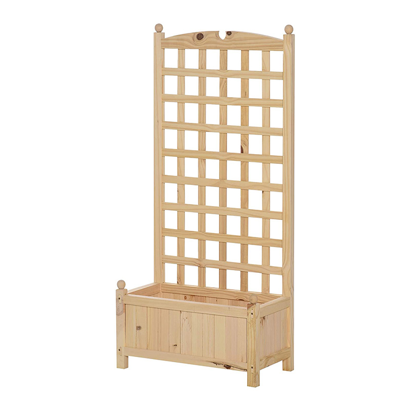 Vyvýšená záhradná posteľ s rozmermi 23,5' x 11,5' x 49,25' s trellis doskou a pevným dreveným dizajnom a materiálmi
