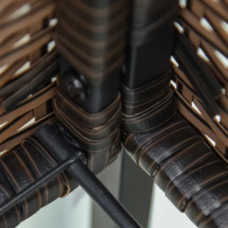 Vnútorný/vonkajší box na kvetináč z ratanu so stojanom na uloženie náradia pod a pevným vyvýšeným pracovným priestorom 28' H