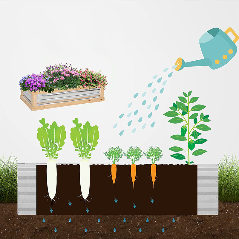 Súprava vyvýšených záhradných záhonov so skleníkom, drevený kvetináč so studeným rámom, prírodný