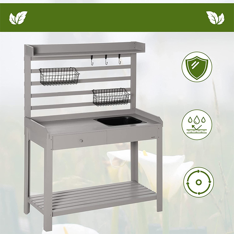 Zavárací stôl, záhradná pracovná stanica so sitom, odnímateľný drez a koše