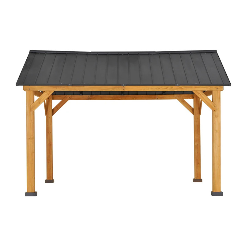 Altánok s pevnou strechou 11x13 s dreveným rámom, pevný kovový strešný altánok so stropným hákom pre záhradu, terasu, dvor