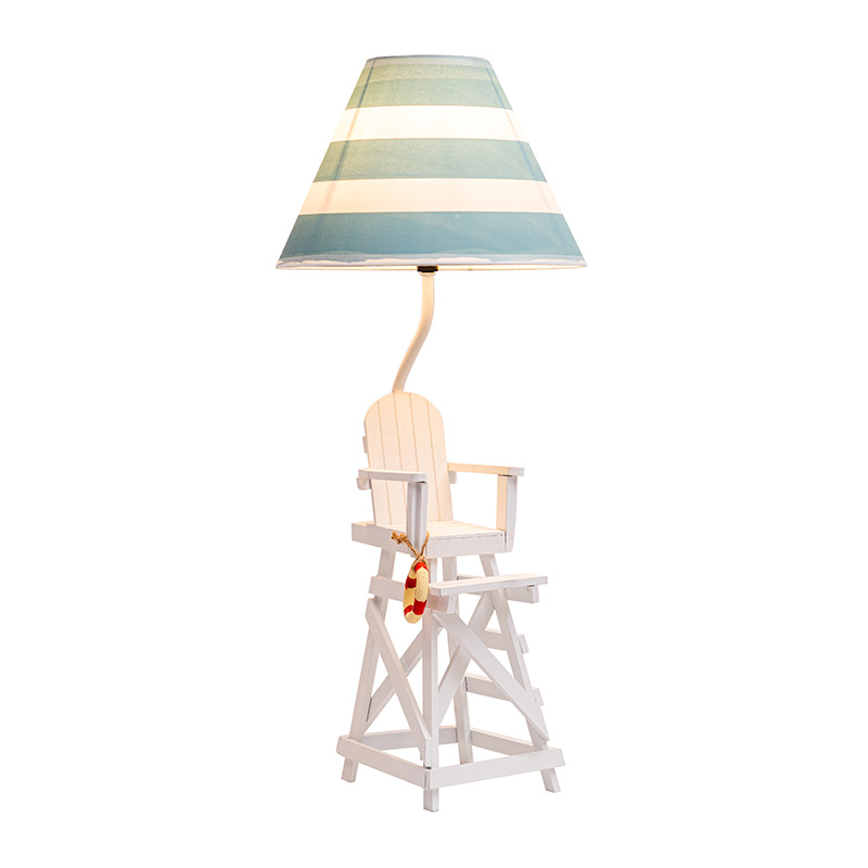 Stolová lampa v pobrežnom štýle, starožitná ľadovo modrá