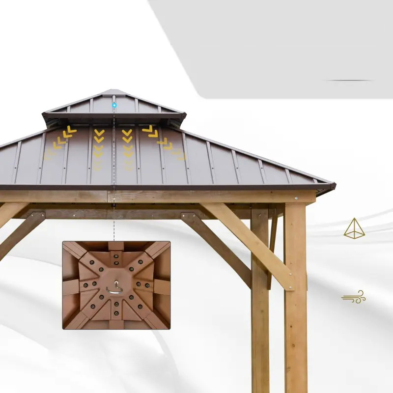 10' x 10' spevnená strecha, altánok, vonkajší prístrešok s baldachýnom s dvojitou oceľovou strechou