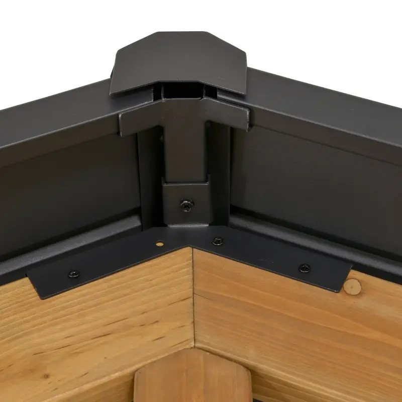 Altánok s pevnou strechou 11x13 s dreveným rámom, pevný kovový strešný altánok so stropným hákom pre záhradu, terasu, dvor