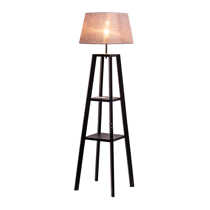 Moderné stojace svietidlo do spálne s tienidlom na bubon a nožným spínačom