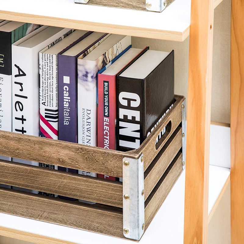 Drevená prepravka na organizáciu a skladovanie, 3 balenia, hnedá