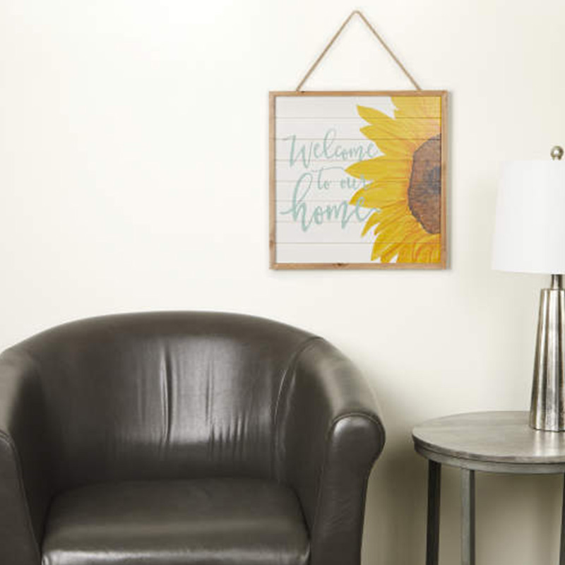 Nástenná nástenná tabuľa 'Vitajte v našom domove' zo slnečnicového dreva