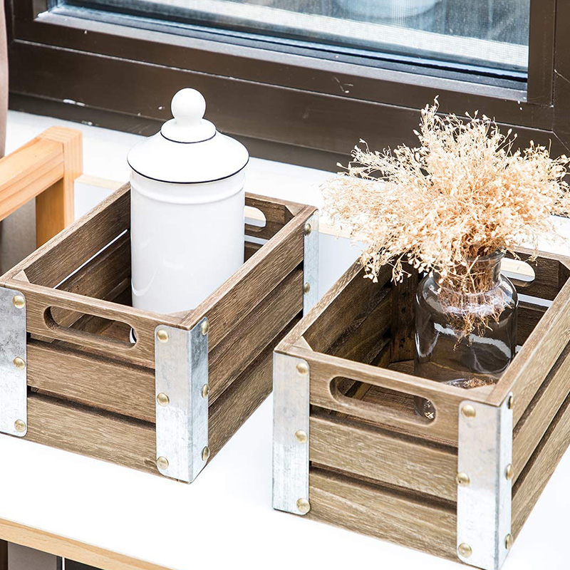 Drevená prepravka na organizáciu a skladovanie, 3 balenia, hnedá