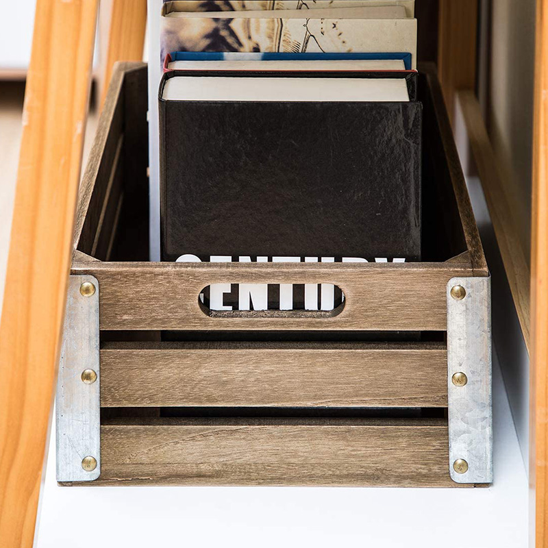 Drevená prepravka na organizáciu a skladovanie, 3 balenia, hnedá