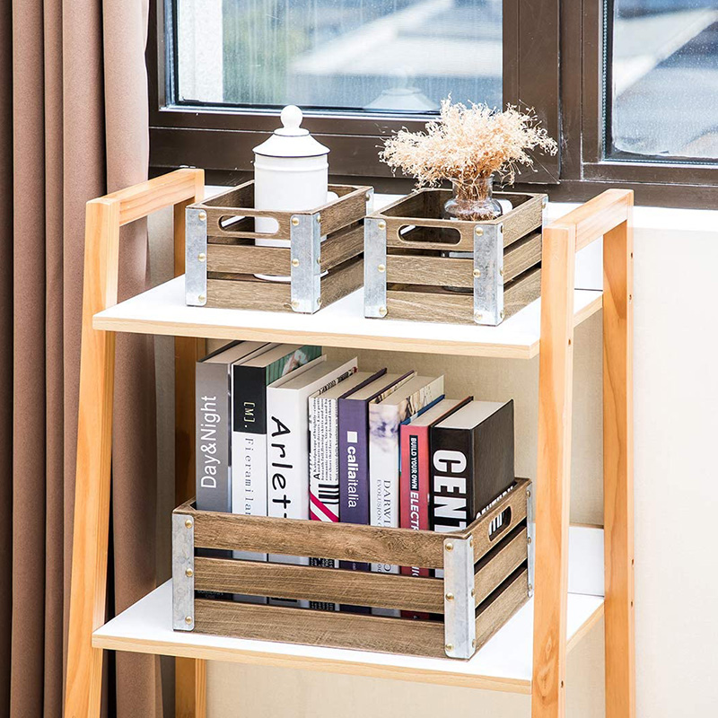 Drevená prepravka na organizáciu a skladovanie, 3 balenia, hnedá