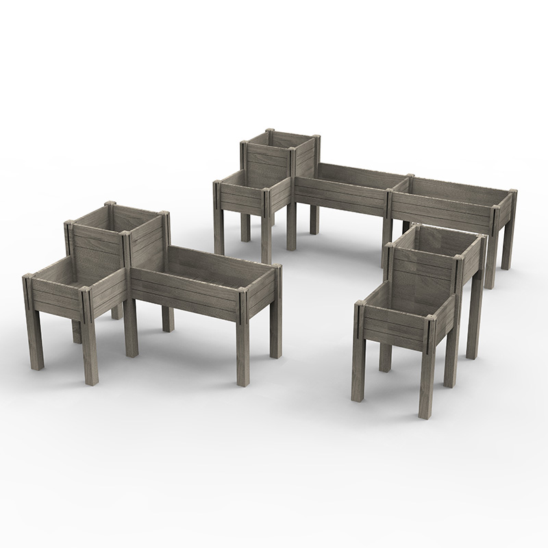 3-poschodová vyvýšená záhradná posteľ s odkladacou policou, súprava vyvýšenej drevenej kvetináča