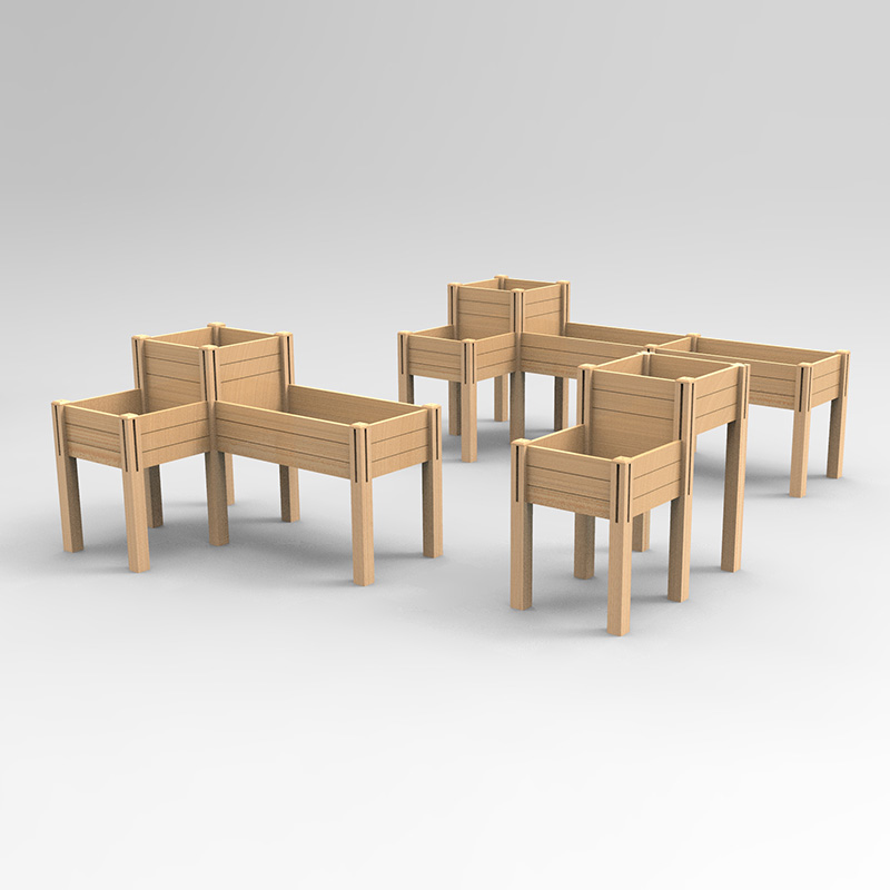 3-poschodová vyvýšená záhradná posteľ s odkladacou policou, súprava vyvýšenej drevenej kvetináča