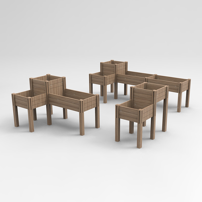 3-poschodová vyvýšená záhradná posteľ s odkladacou policou, súprava vyvýšenej drevenej kvetináča