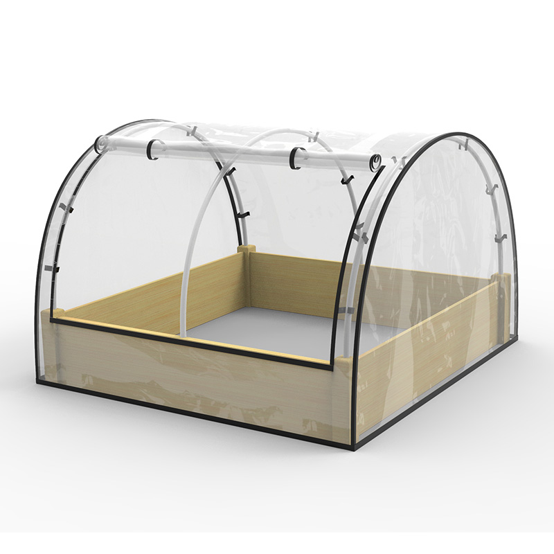 Súprava vyvýšených záhradných záhonov so skleníkom, drevený kvetináč so studeným rámom, prírodný