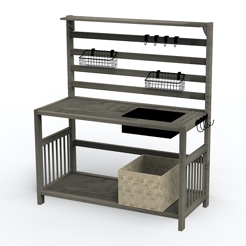 Zavárací stôl, záhradná pracovná stanica so sitom, odnímateľný drez a koše