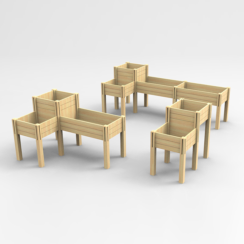 3-poschodová vyvýšená záhradná posteľ s odkladacou policou, súprava vyvýšenej drevenej kvetináča