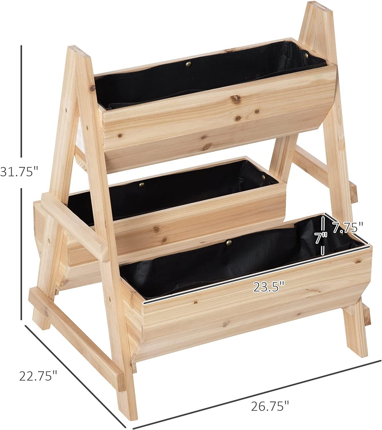 Záhradná posteľ Drevený kvetináč v tvare A s netkanou textíliou na záhradu