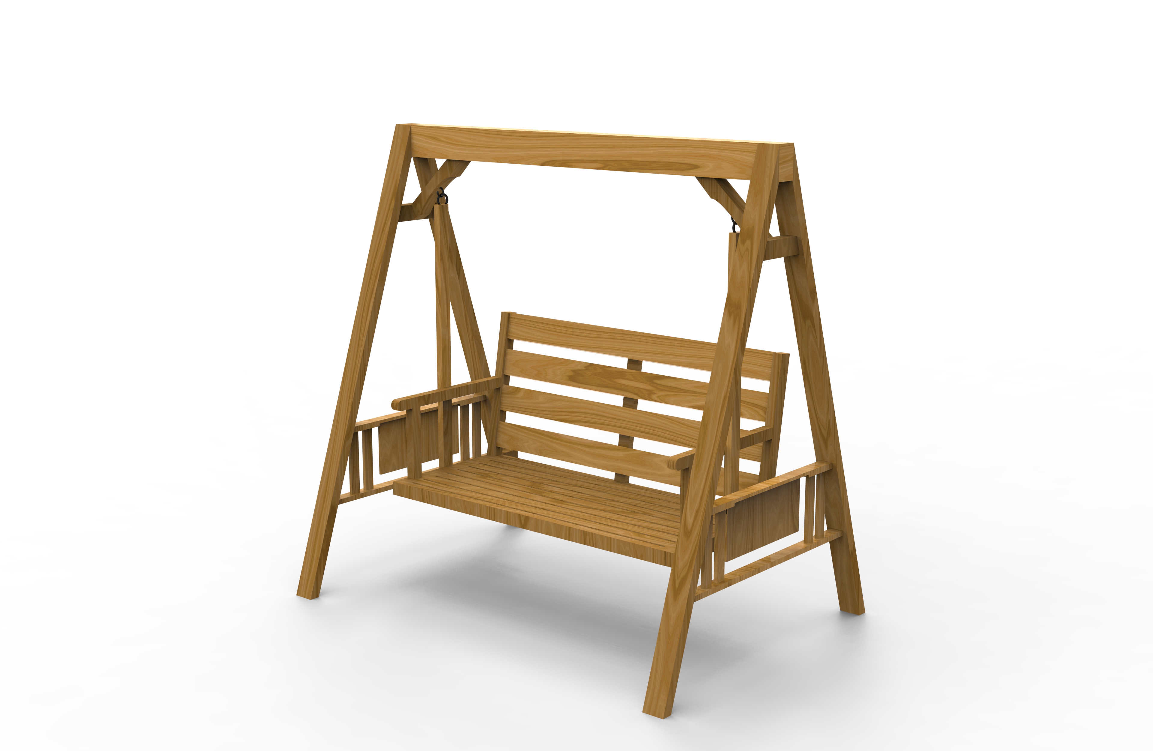 Verandová hojdačka pre 2 osoby s dreveným stojanom, pevným A-rámovým dizajnom a nastaviteľným krytom proti vode, hojdačka v rustikálnom štýle