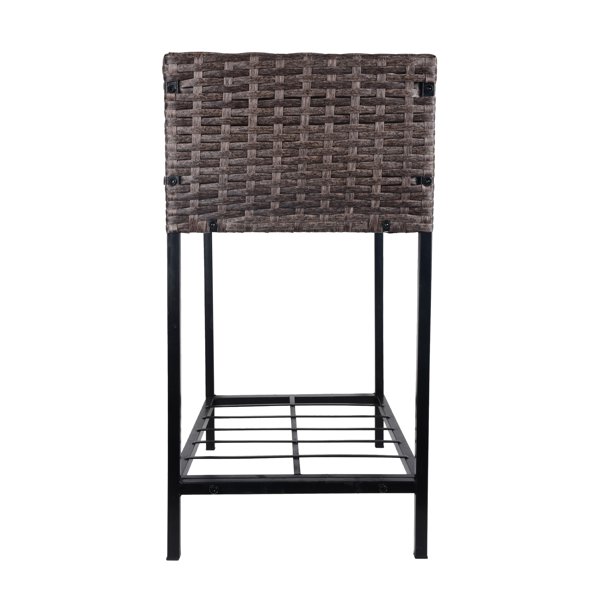 Vnútorný/vonkajší box na kvetináč z ratanu so stojanom na uloženie náradia pod a pevným vyvýšeným pracovným priestorom 28' H