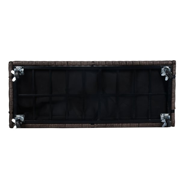 Vnútorný/vonkajší box na kvetináč z ratanu so stojanom na uloženie náradia pod a pevným vyvýšeným pracovným priestorom 28' H