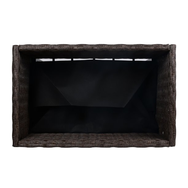 Vnútorný/vonkajší box na kvetináč z ratanu so stojanom na uloženie náradia pod a pevným vyvýšeným pracovným priestorom 28' H