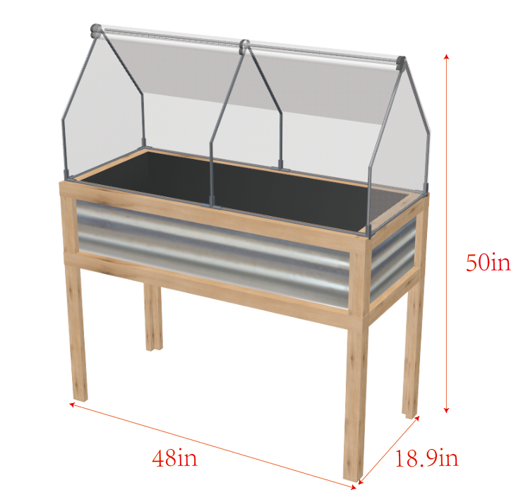 36' x 20' x 41' Skleníkový vyvýšený box na ochranu rastlín v kvetináči Vonkajší s otvárateľnou doskou, drevený studený rám oranžový