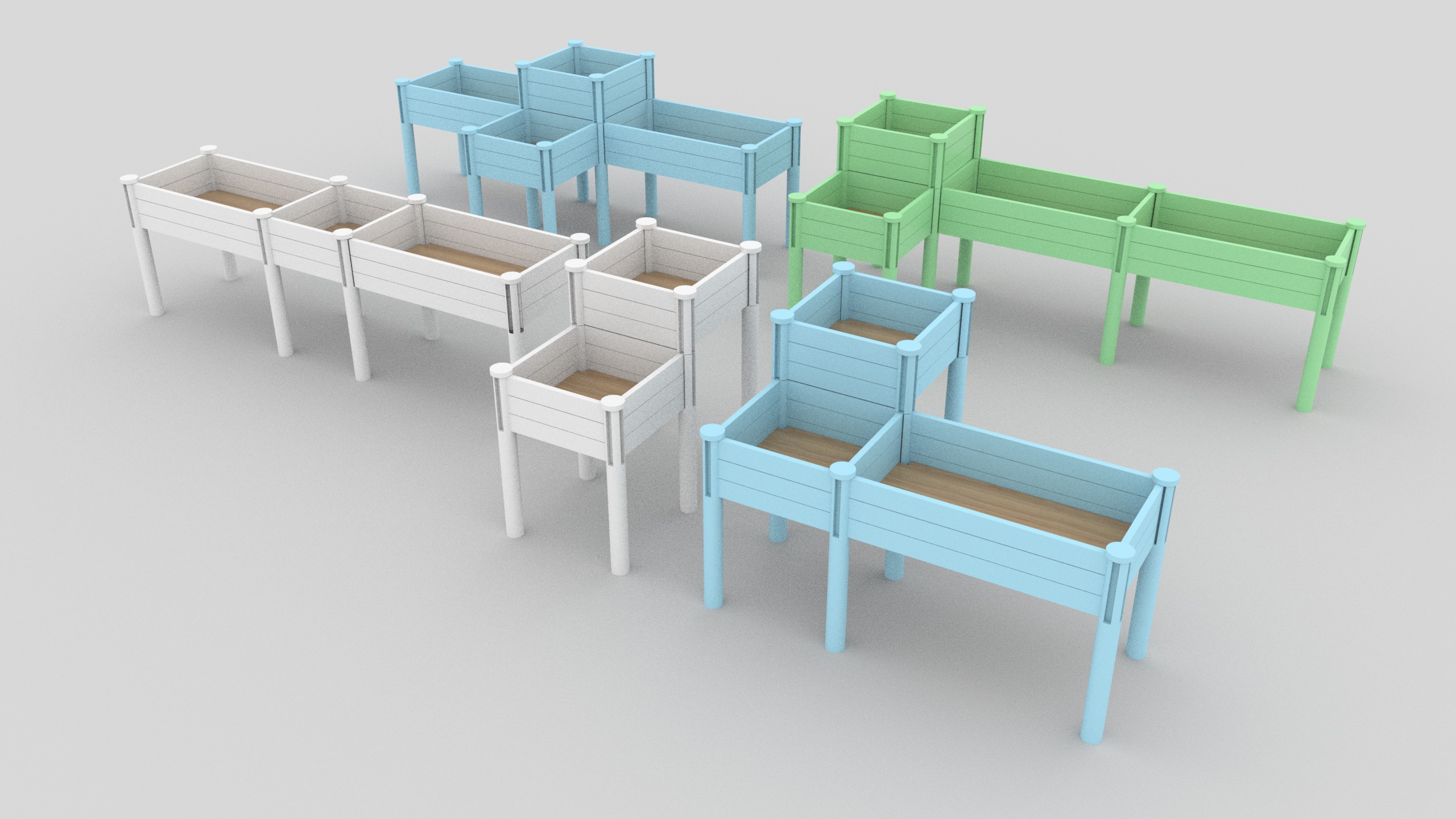 3-poschodová vyvýšená záhradná posteľ s odkladacou policou, súprava vyvýšenej drevenej kvetináča