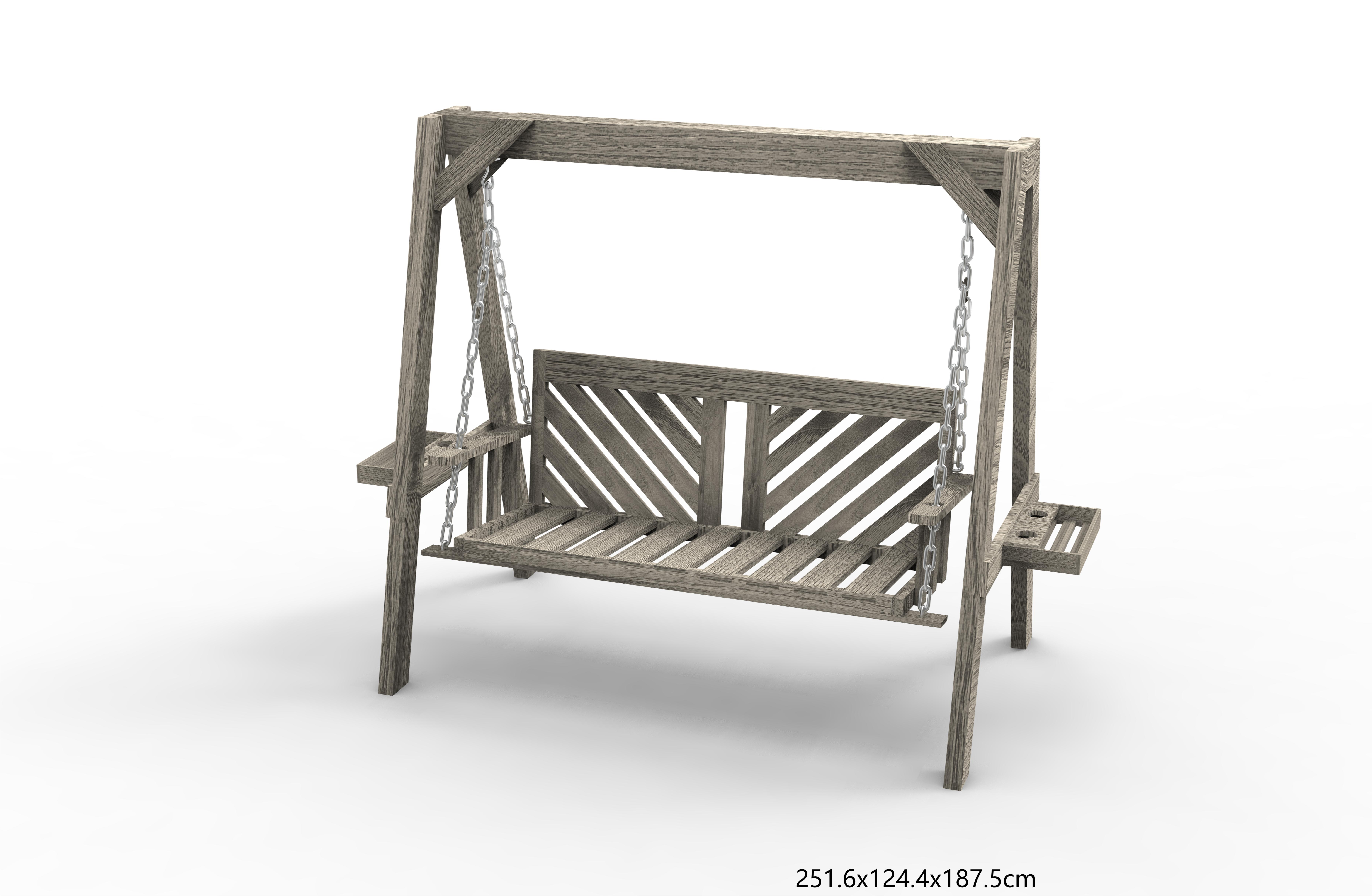 Verandová hojdačka pre 2 osoby s dreveným stojanom, pevným A-rámovým dizajnom a nastaviteľným krytom proti vode, hojdačka v rustikálnom štýle