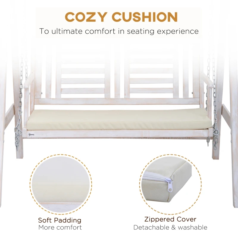 Vonkajšia hojdačka verandová hojdačka pre 2 osoby s dreveným stojanom, silným dizajnom A-rámu a nastaviteľným krytom proti vode