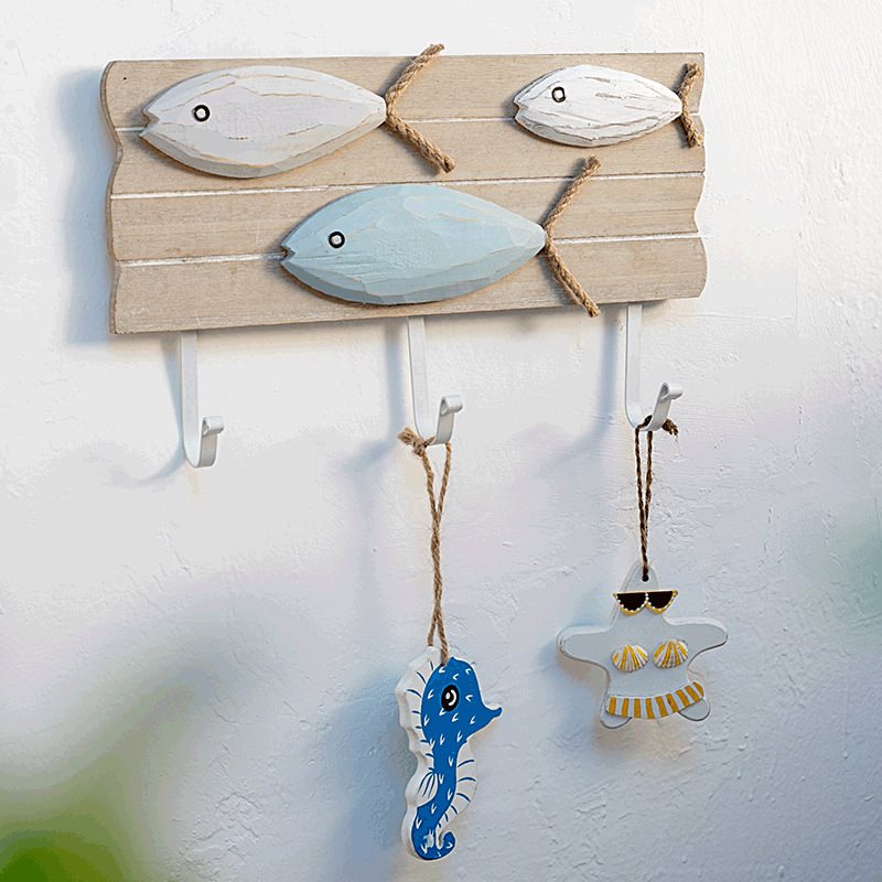 Výzdoba prímorskej svätyne Lixincrafts, výzdoba v morskom štýle, výzdoba Lodného kolesa - ryba
