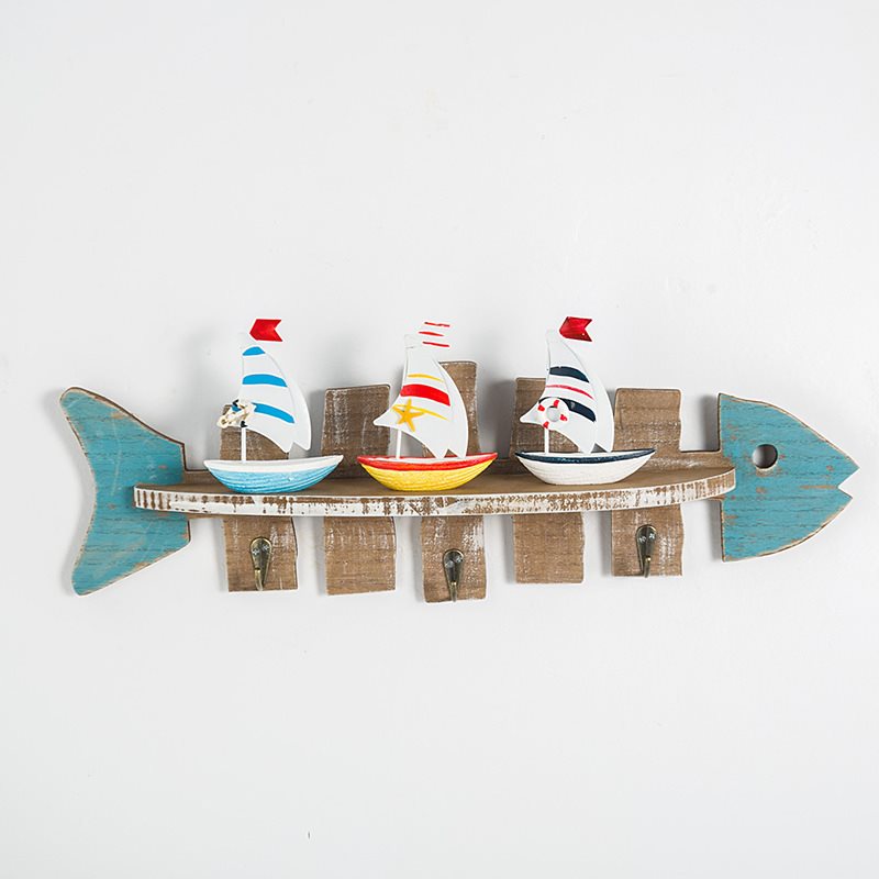 Výzdoba prímorskej svätyne Lixincrafts, výzdoba v morskom štýle, výzdoba Lodného kolesa - ryba