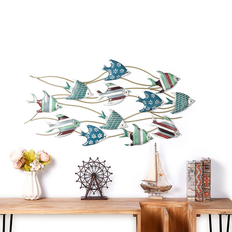 Výzdoba prímorskej svätyne Lixincrafts, výzdoba v morskom štýle, výzdoba Lodného kolesa - ryba