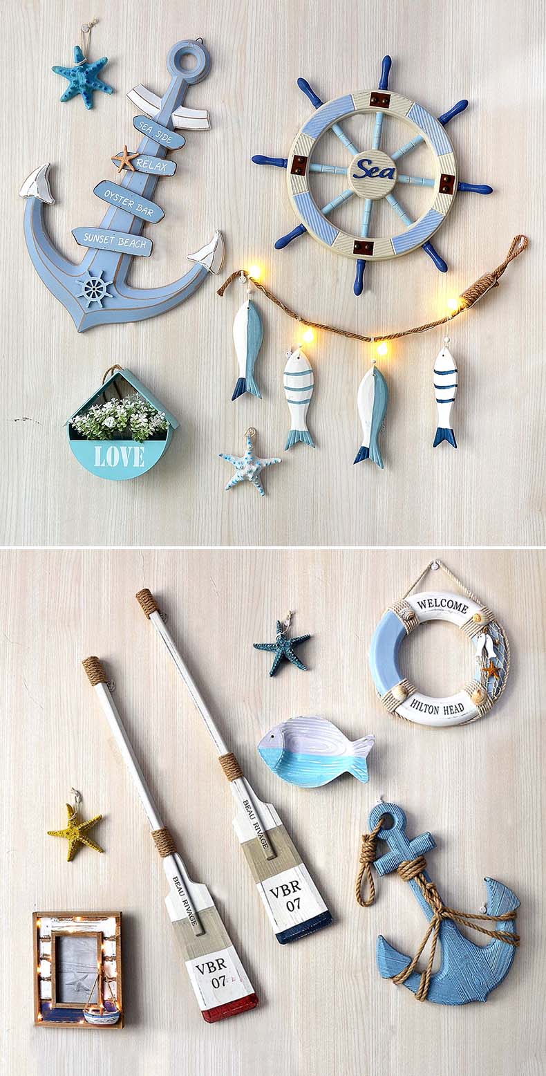 Výzdoba prímorskej svätyne Lixincrafts, výzdoba v morskom štýle, Lodné koleso